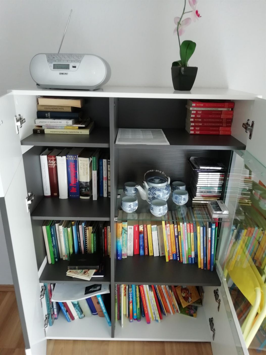 Gläser- und Bücherschrank  1