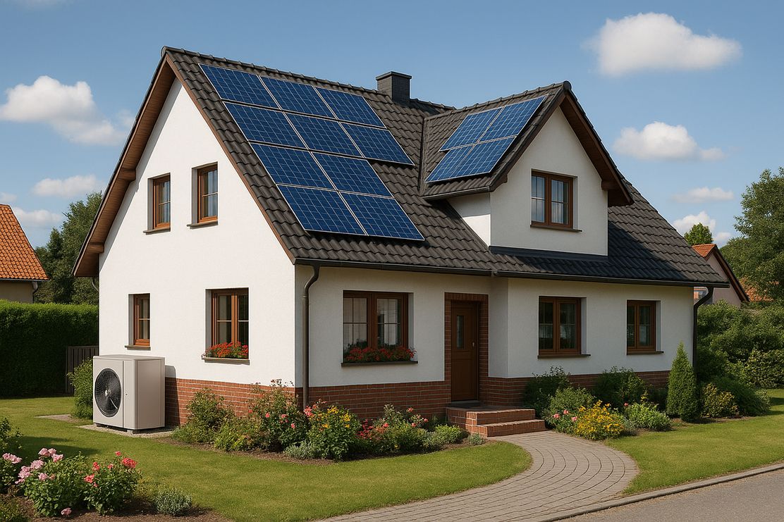 Einfamilienhaus mit PV und Wärmepumpe