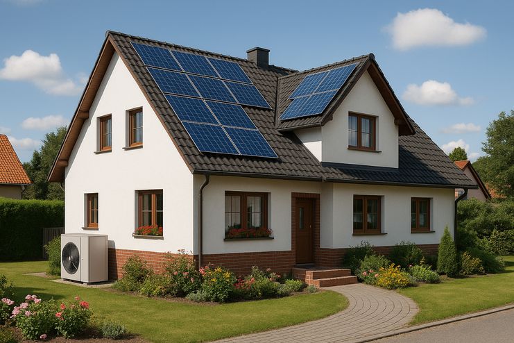 Einfamilienhaus mit PV und Wärmepumpe