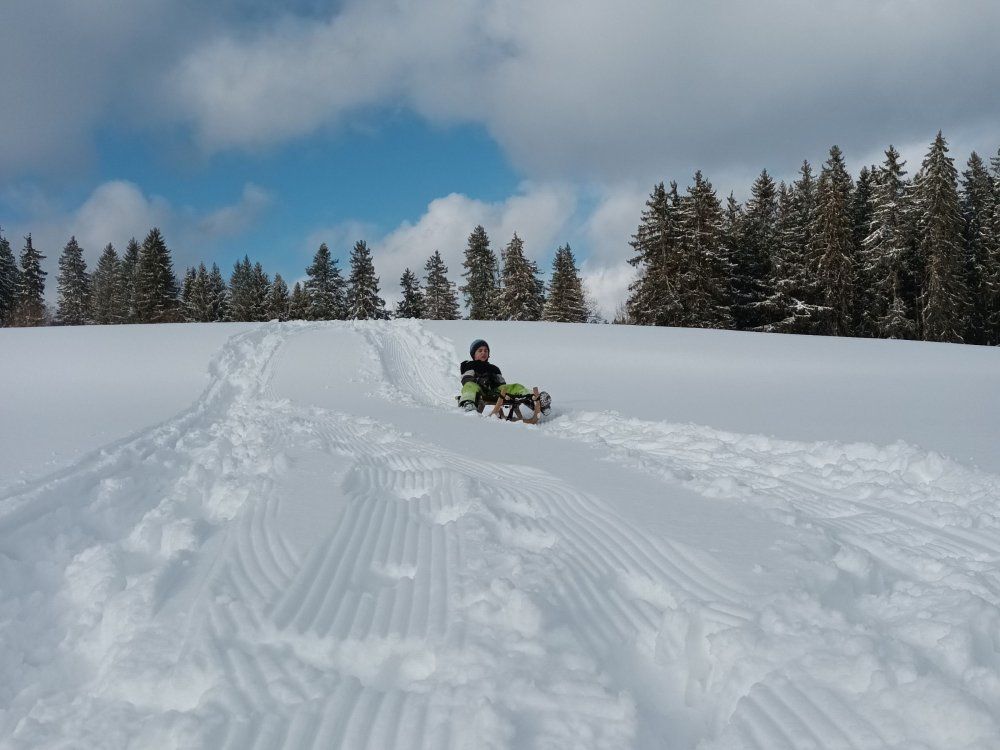 Rodeln direkt am Hof