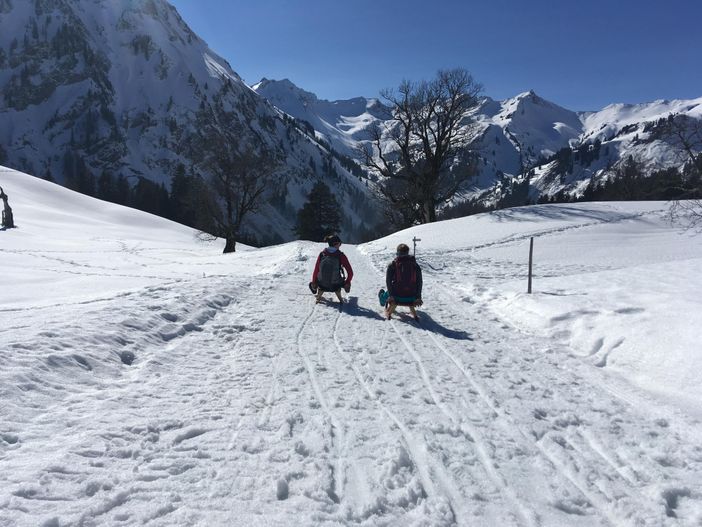 Rodelabfahrt von der Schwarzenberghütte