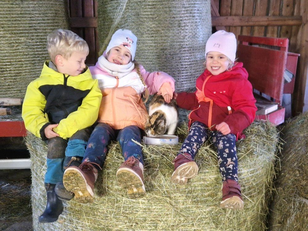 Kinder Freude und Tiere zum anfassen