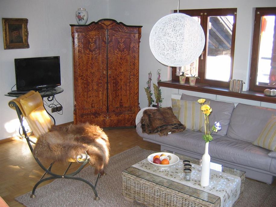 Helles  Wohnzimmer mit Flachbild-TV