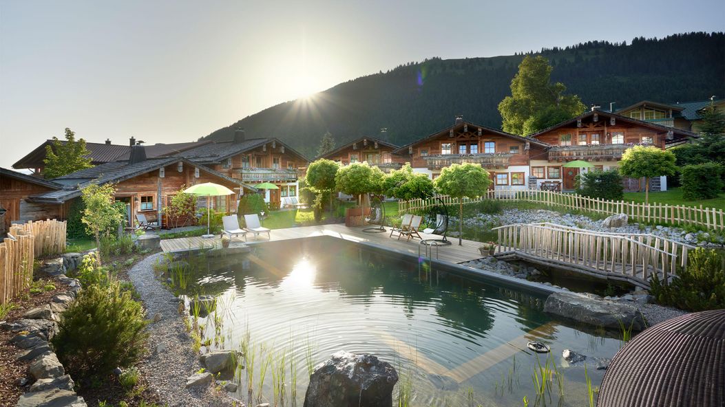 Chalet große Ansicht, Sonne Pool, Teich Chalets
