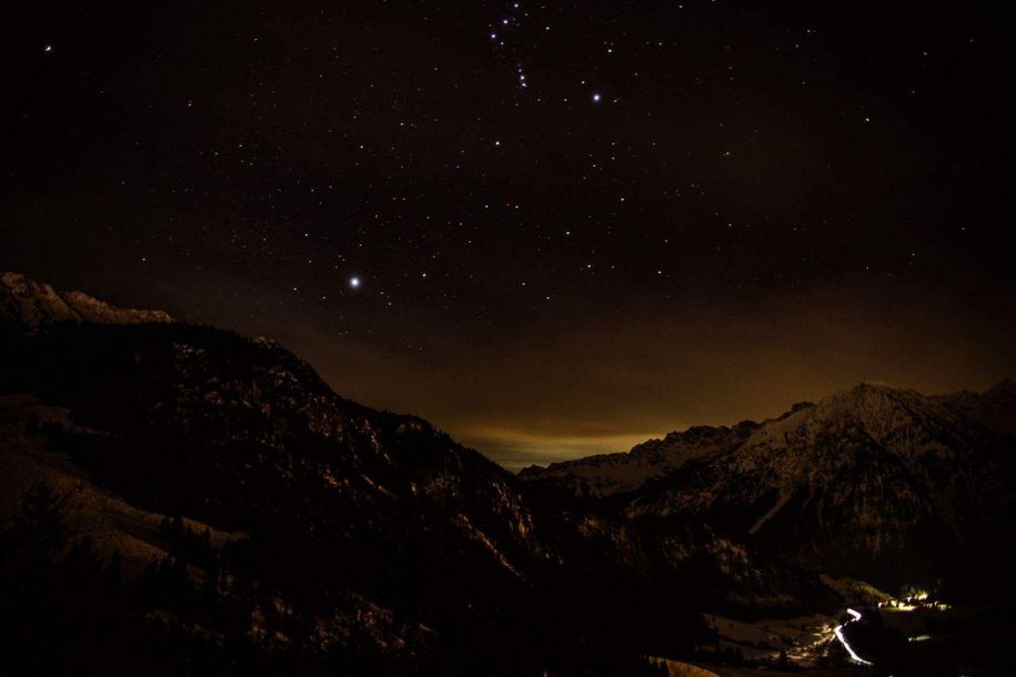 Sternenhimmel auf dem Oberjoch fotografiert