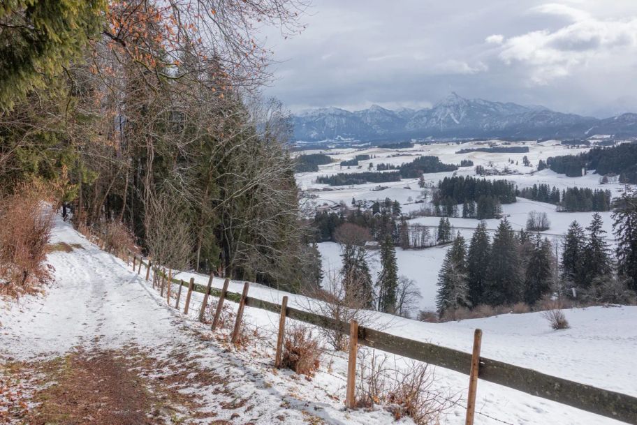 Nach dem Anstieg durch das erste Waldstück eröffnet sich ein toller Talblick.