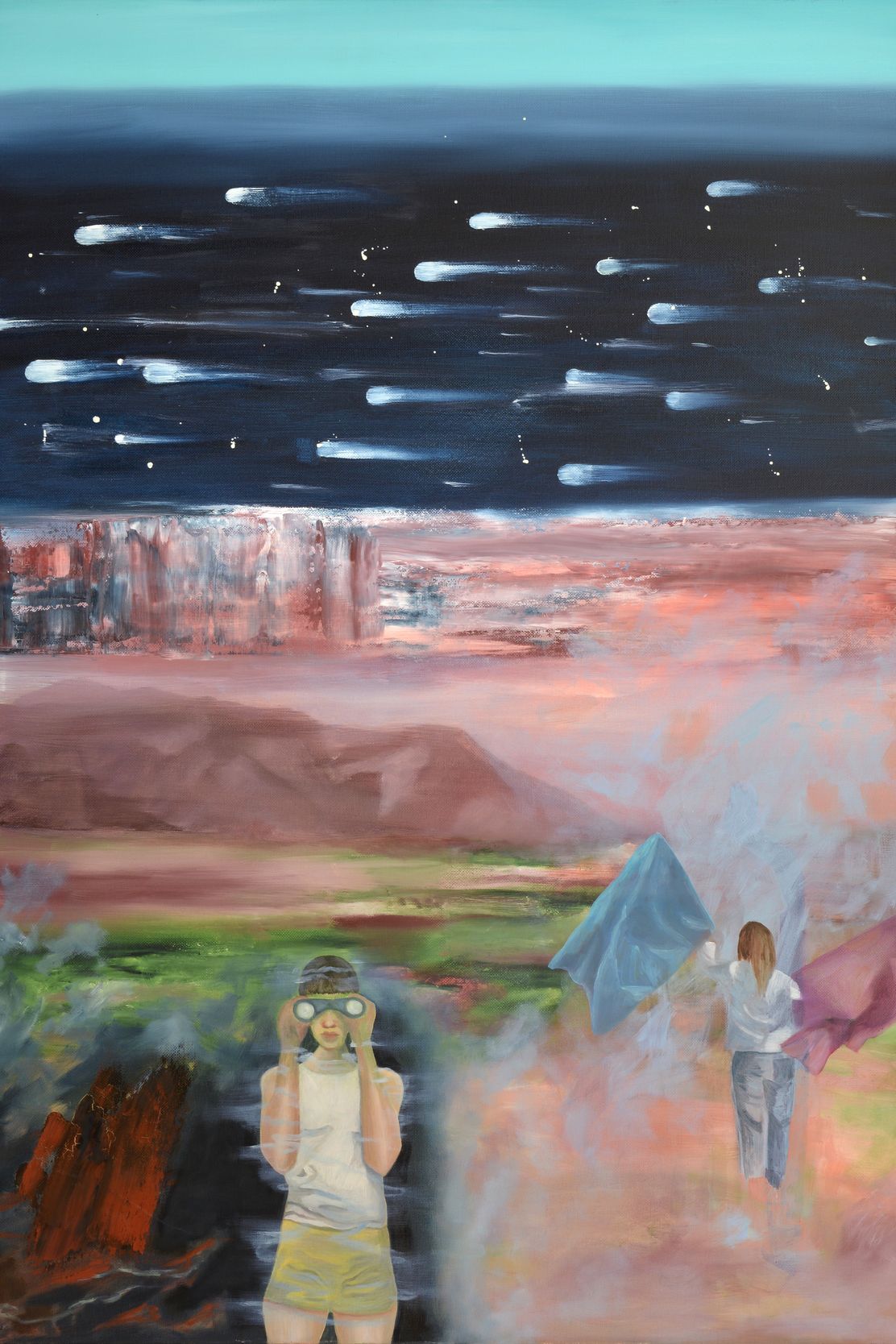 QUERFORMAT Beobachterin, 65 x 92 cm, Öl auf Leinwand, 2021