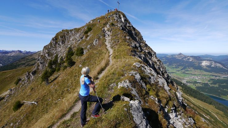 Die letzten Meter des Gamsbocksteigs bis zum Gipfel der Krinnenspitze.