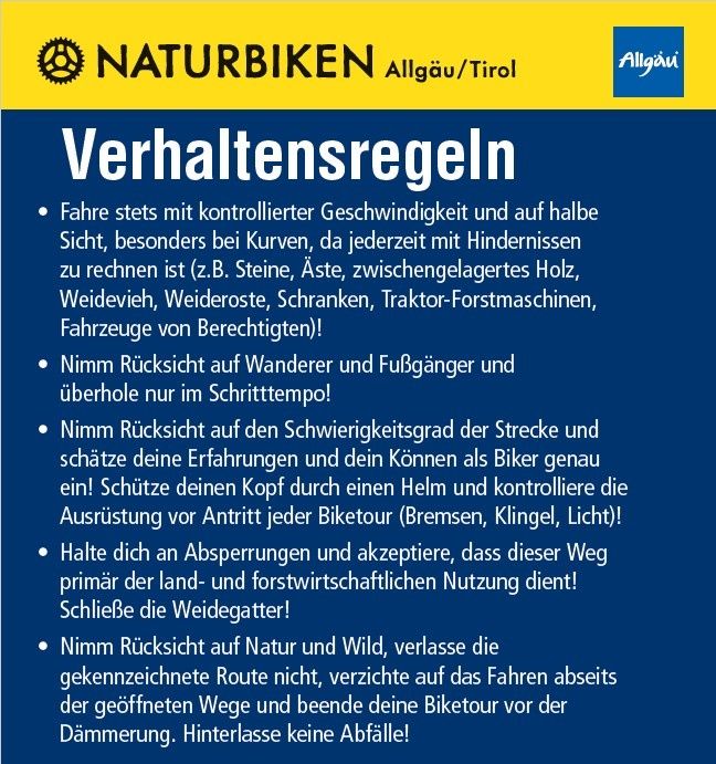 Verhaltensregeln MTB Allgäu