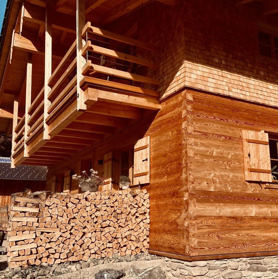 Herbst Ansicht Holz und Stein