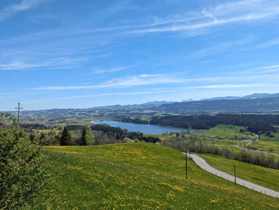 Blick auf den Niedersonthofener See auf dem Stoffelberg-Rundweg
