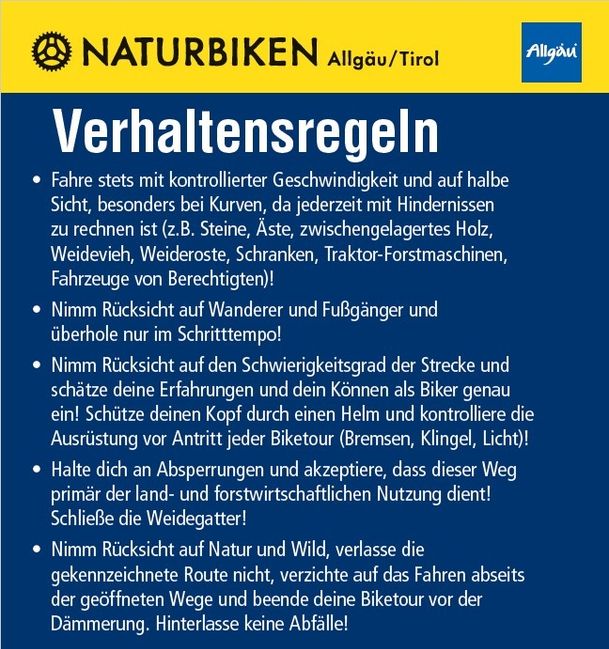 Verhaltensregeln MTB Allgäu