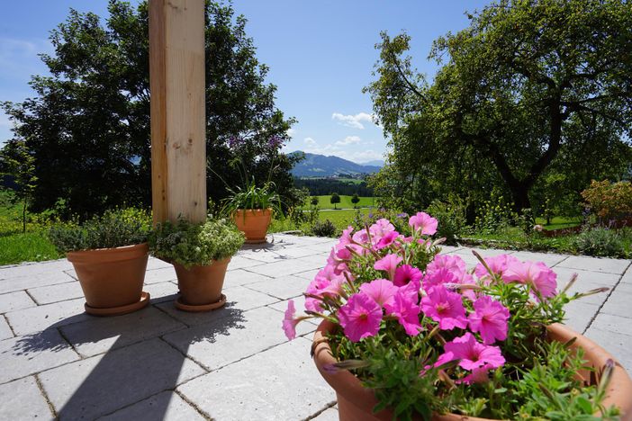 Terrasse mit Berg-und Wiesenblick