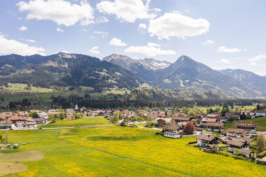 Blick vom Imbergweg auf Fischen und das Rubihorn