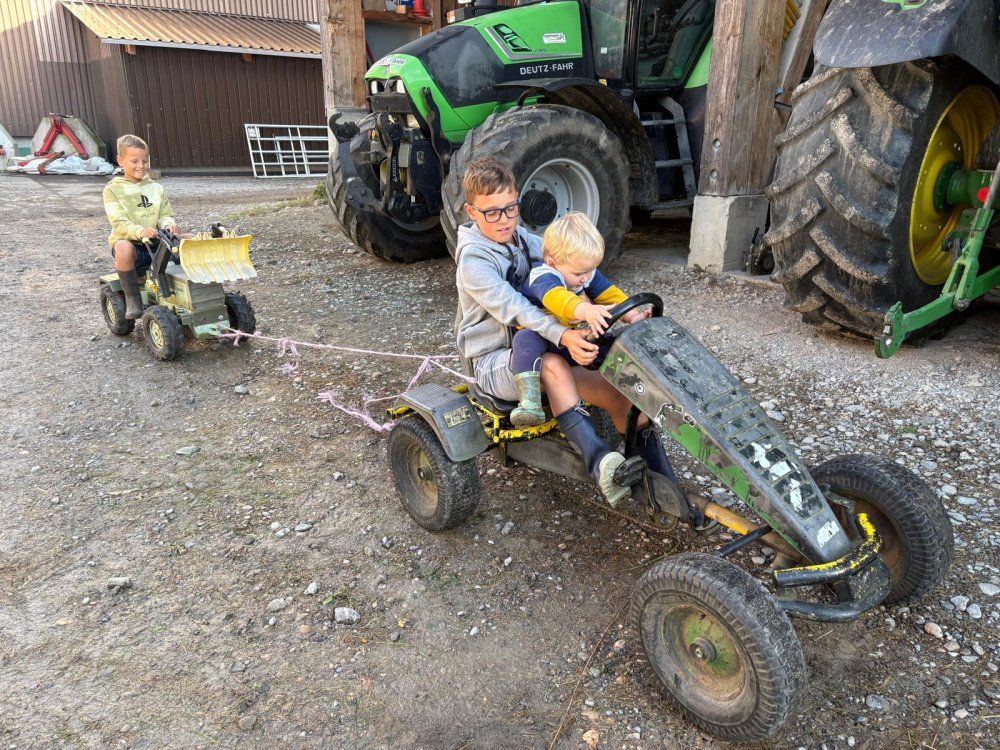 Kleine Traktorfahrer