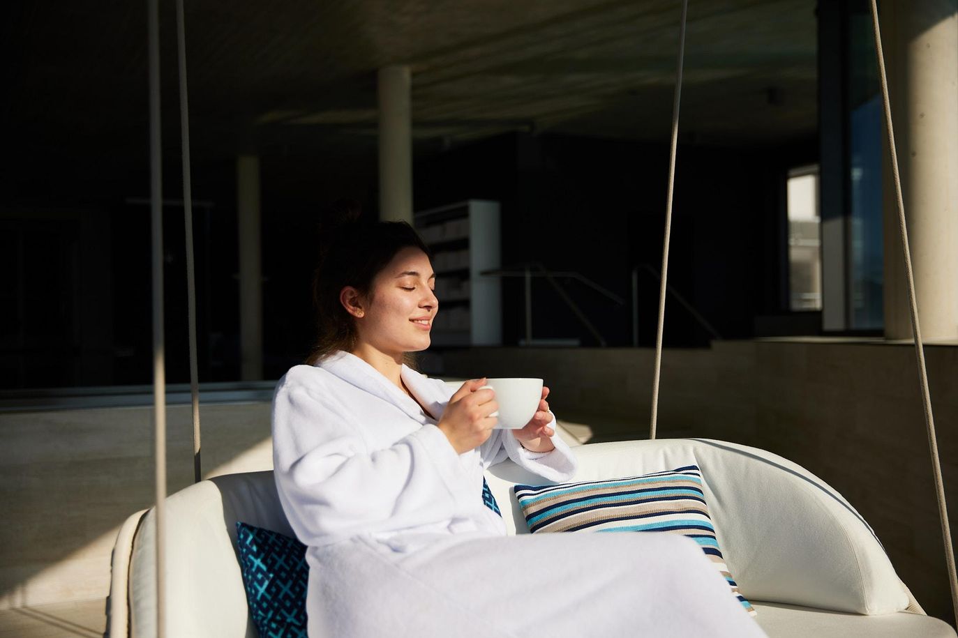 Schaukelliege im Badehaus